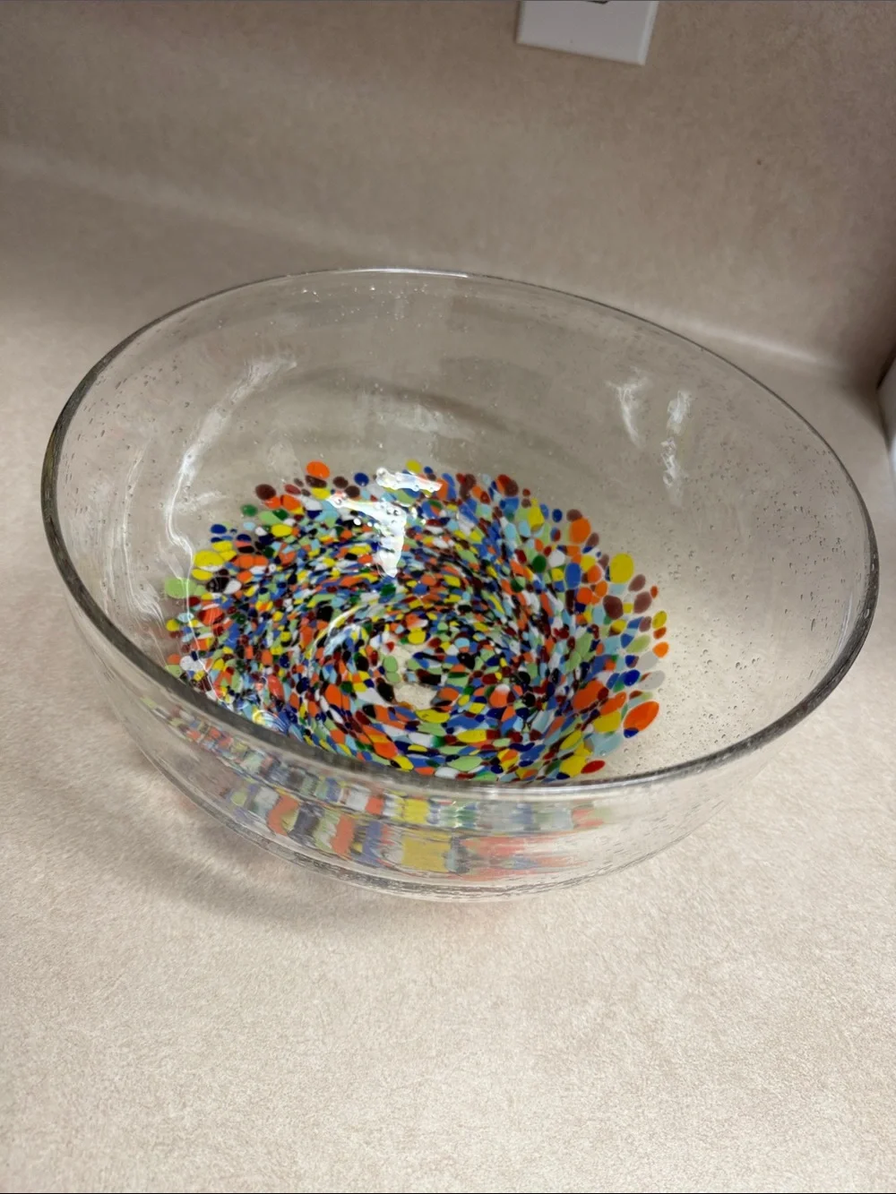 Glass confetti bowl